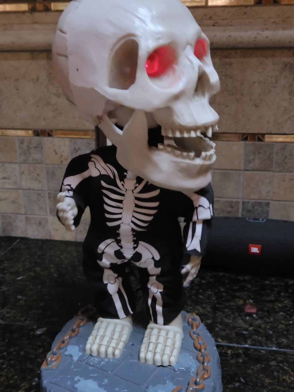 Gemmy Black Skeleton Costume Figure with Red LED Eyes